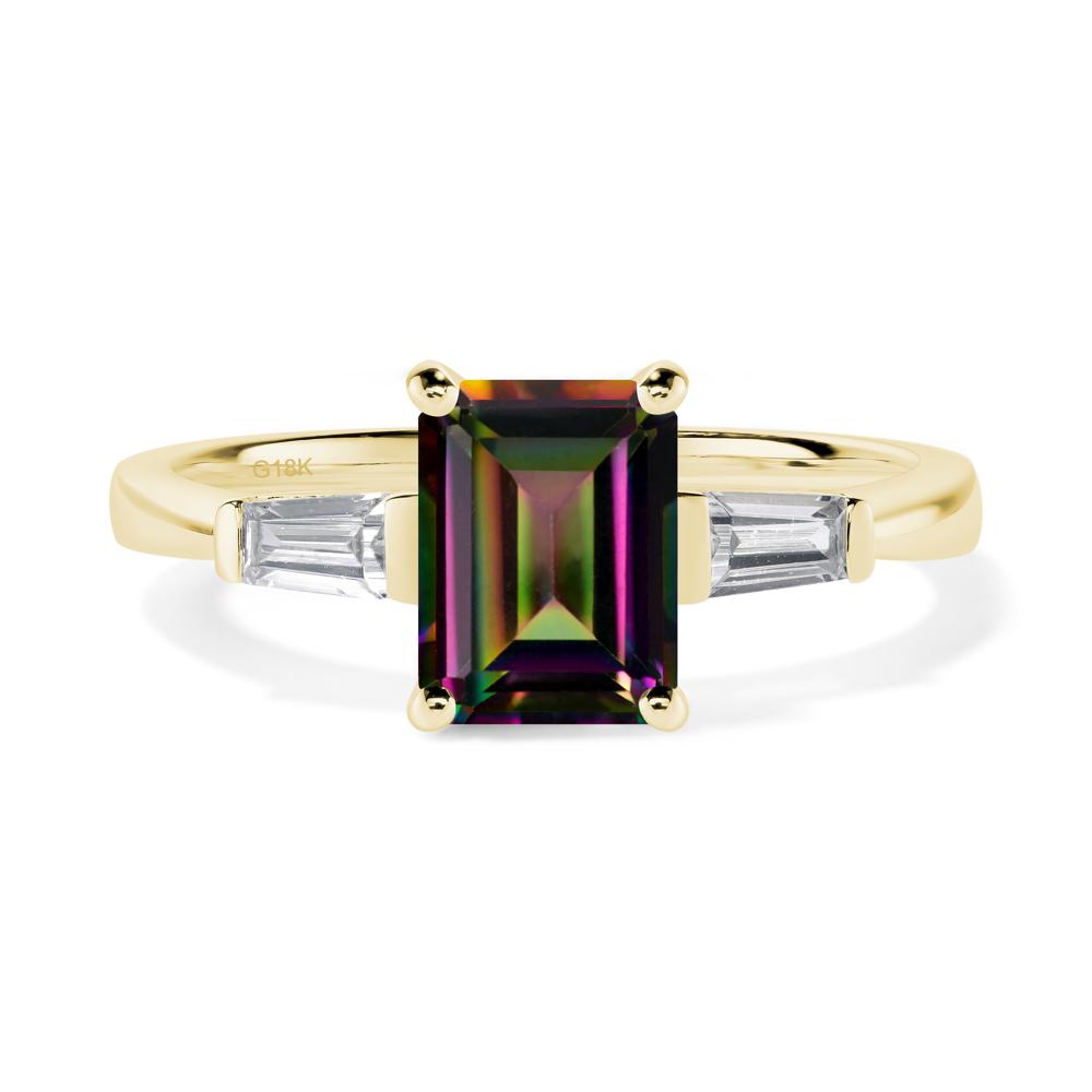 Mystic Topaz Emerald Cut Baguette Ring - LUO Jewelry #metal_18k yellow gold