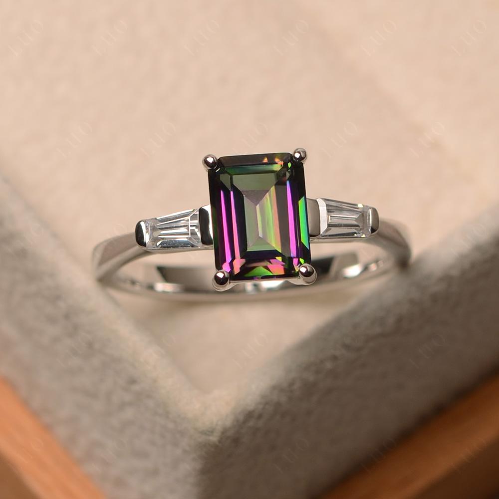 Mystic Topaz Emerald Cut Baguette Ring - LUO Jewelry 