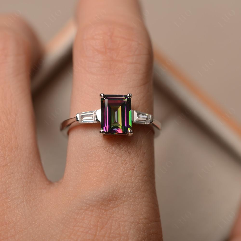 Mystic Topaz Emerald Cut Baguette Ring - LUO Jewelry 