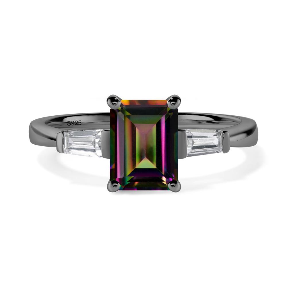 Mystic Topaz Emerald Cut Baguette Ring - LUO Jewelry #metal_black finish sterling silver