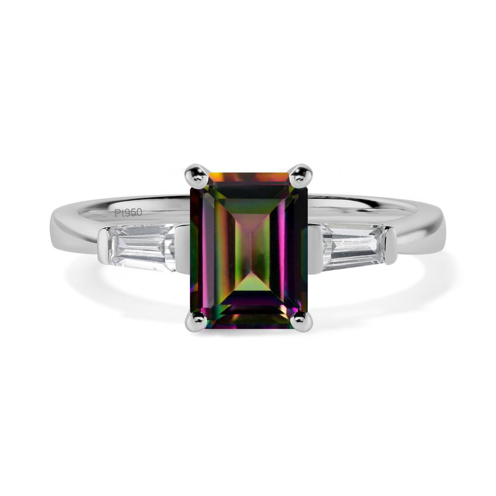 Mystic Topaz Emerald Cut Baguette Ring - LUO Jewelry #metal_platinum