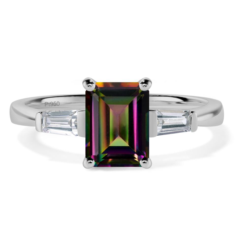 Mystic Topaz Emerald Cut Baguette Ring - LUO Jewelry #metal_platinum