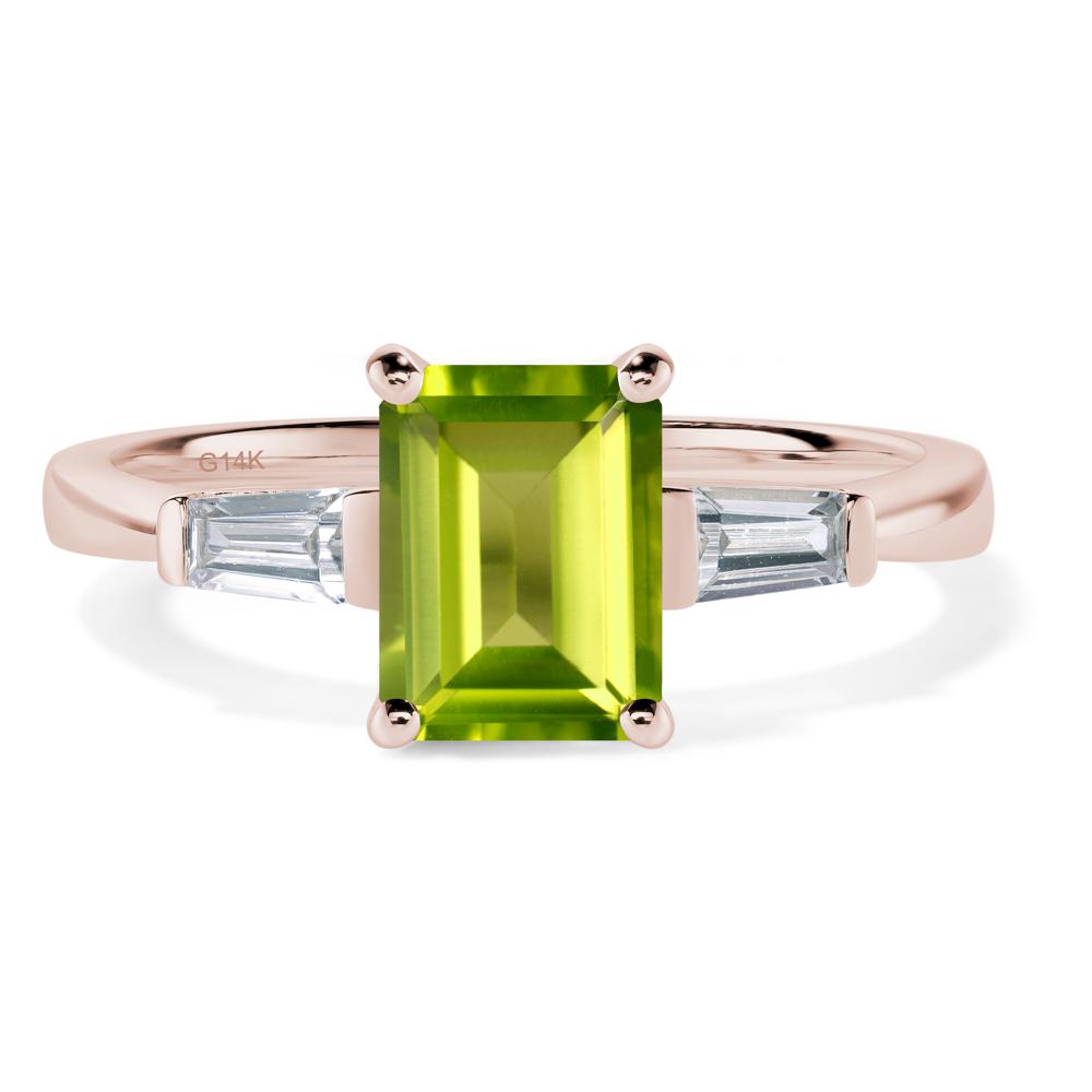 Peridot Tapered Baguette Engagement Ring - LUO Jewelry #metal_14k rose gold