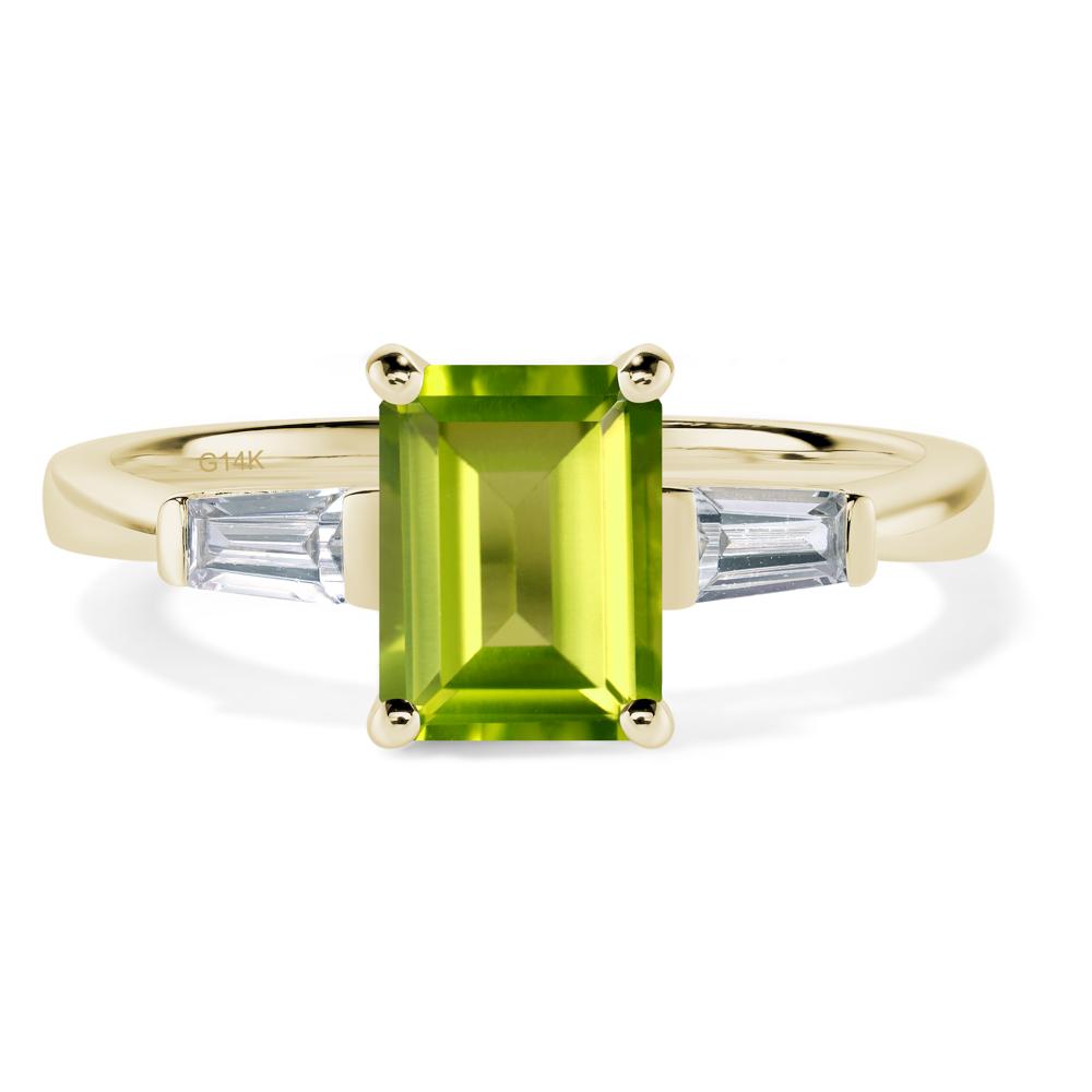 Peridot Tapered Baguette Engagement Ring - LUO Jewelry #metal_14k yellow gold