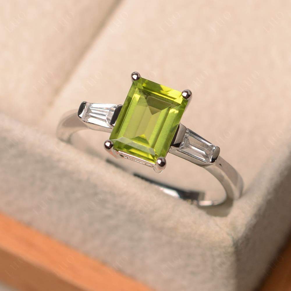 Peridot Tapered Baguette Engagement Ring - LUO Jewelry 