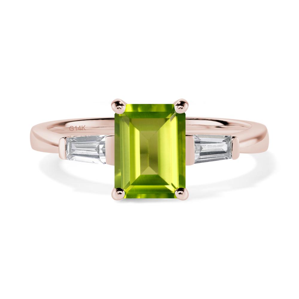 Peridot Tapered Baguette Engagement Ring - LUO Jewelry #metal_14k rose gold