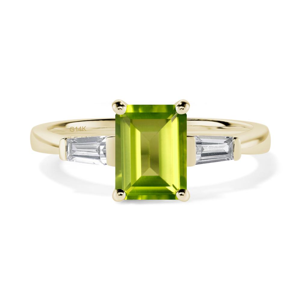 Peridot Tapered Baguette Engagement Ring - LUO Jewelry #metal_14k yellow gold