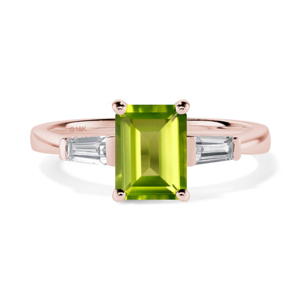 Peridot Tapered Baguette Engagement Ring - LUO Jewelry #metal_18k rose gold