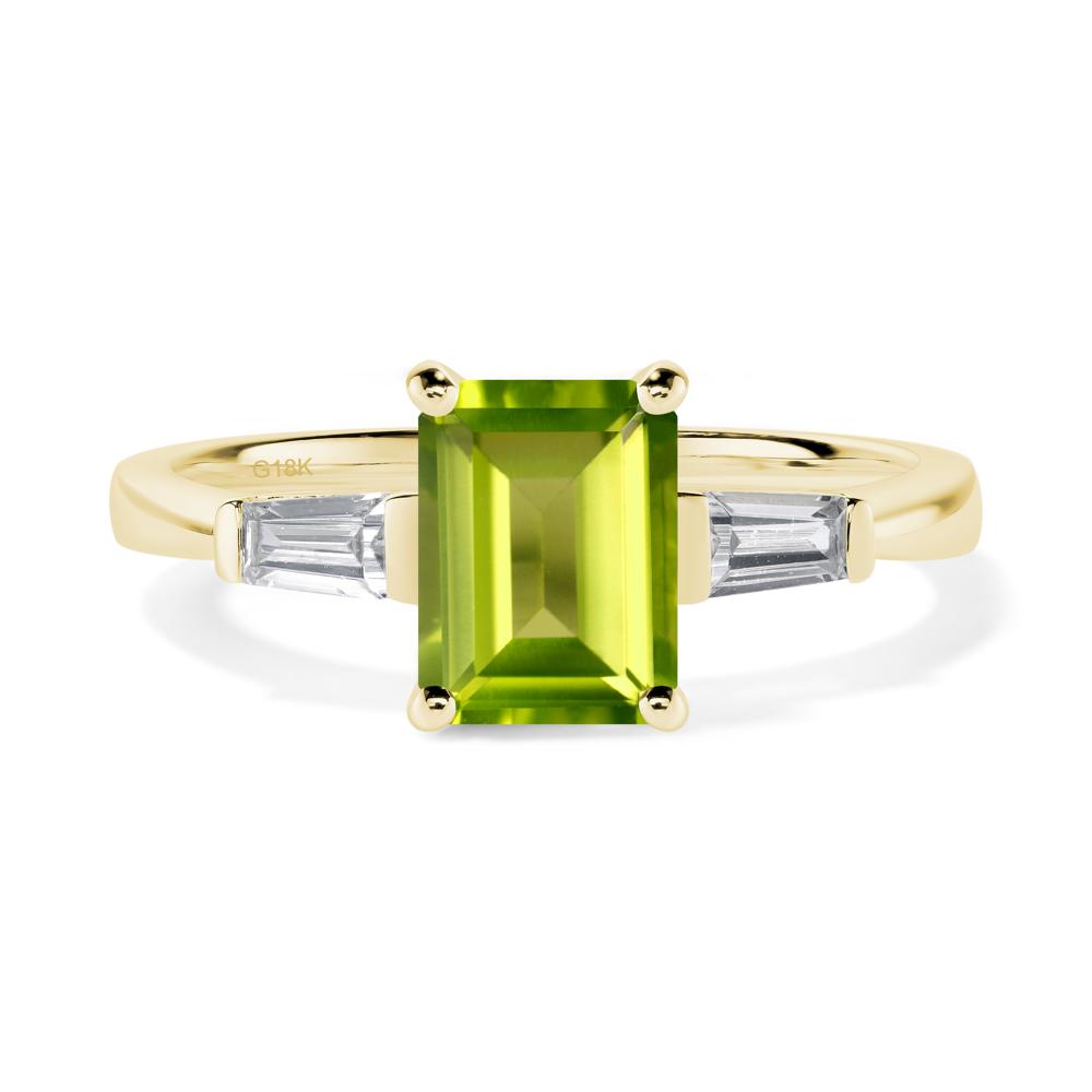 Peridot Tapered Baguette Engagement Ring - LUO Jewelry #metal_18k yellow gold