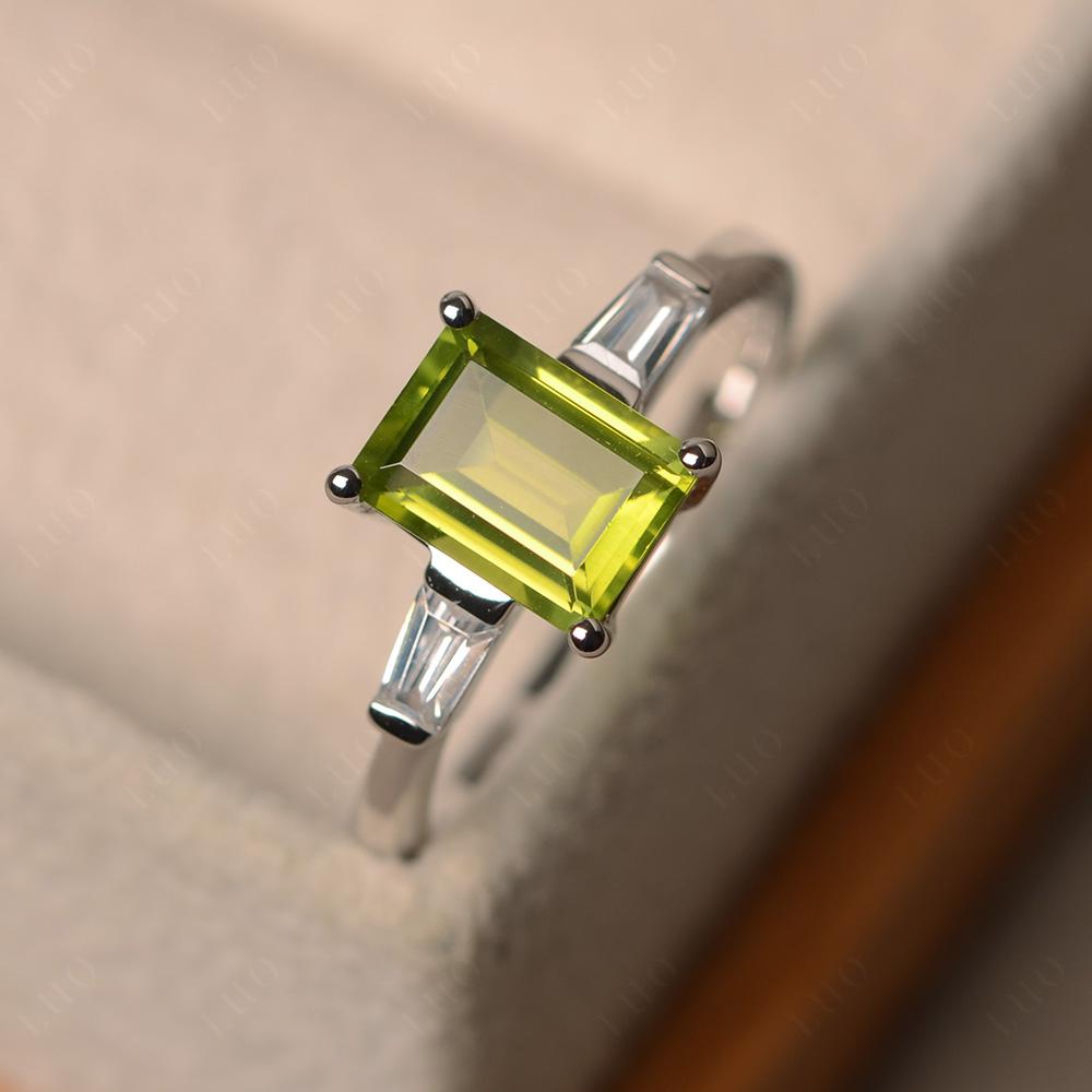 Peridot Tapered Baguette Engagement Ring - LUO Jewelry 