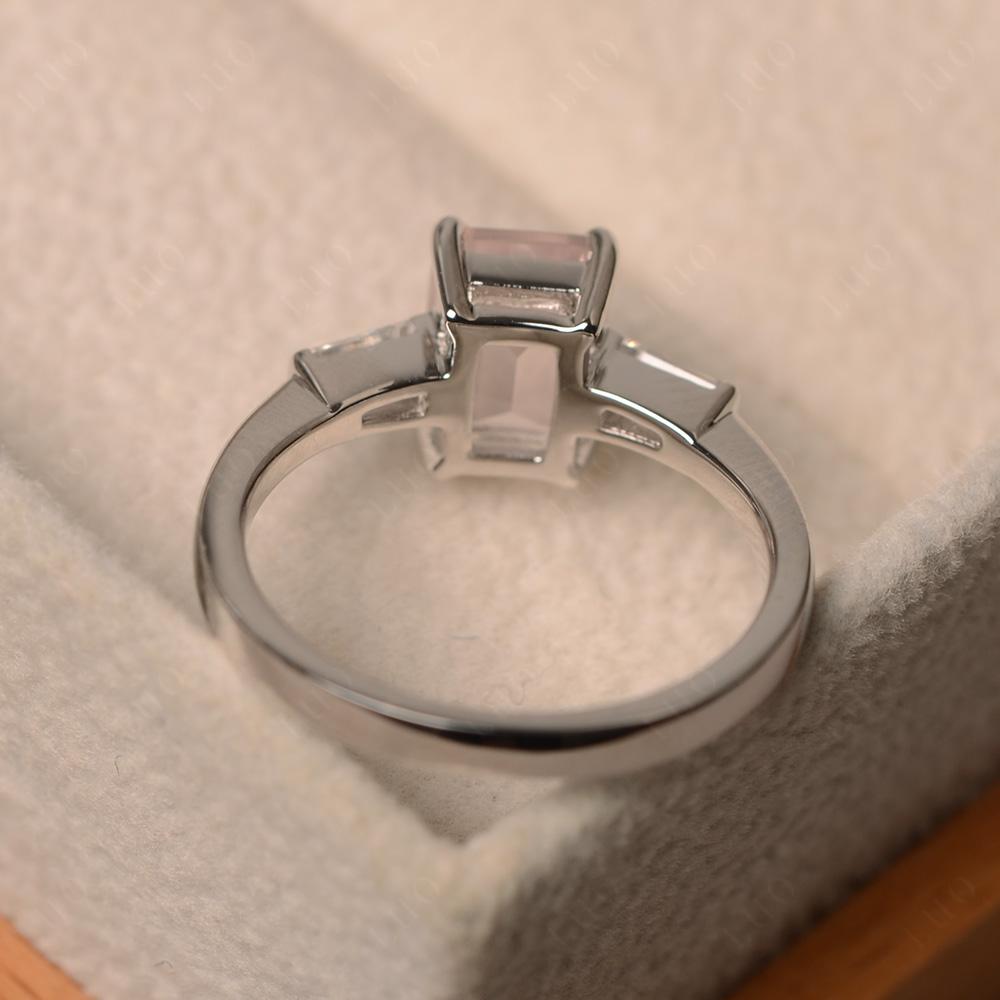 Rose Quartz Emerald Cut Baguette Ring - LUO Jewelry 