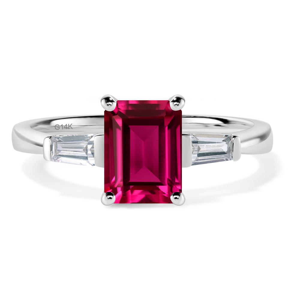 Ruby Tapered Baguette Engagement Ring - LUO Jewelry #metal_14k white gold