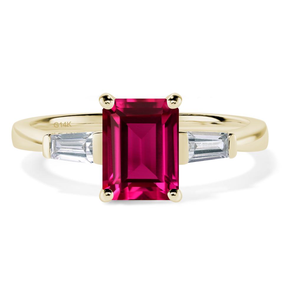 Ruby Tapered Baguette Engagement Ring - LUO Jewelry #metal_14k yellow gold