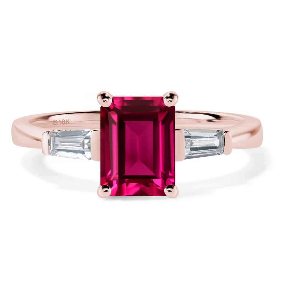 Ruby Tapered Baguette Engagement Ring - LUO Jewelry #metal_18k rose gold