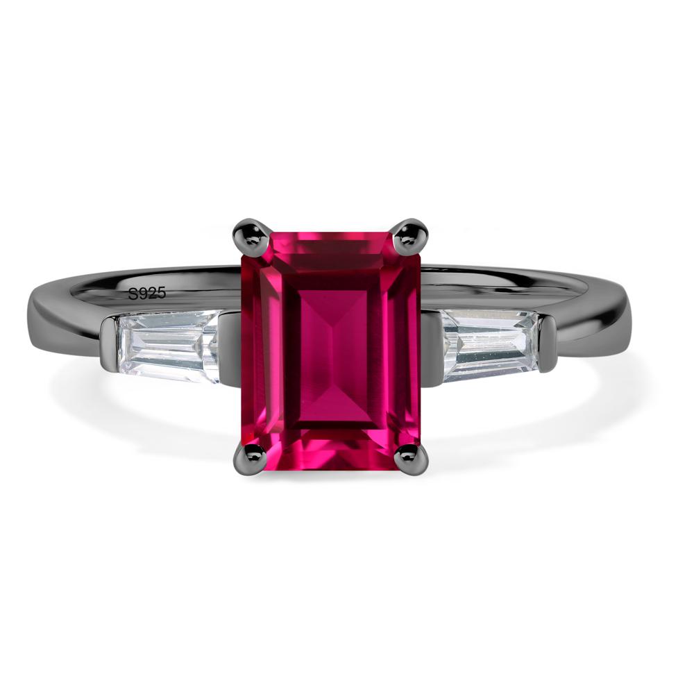 Ruby Tapered Baguette Engagement Ring - LUO Jewelry #metal_black finish sterling silver