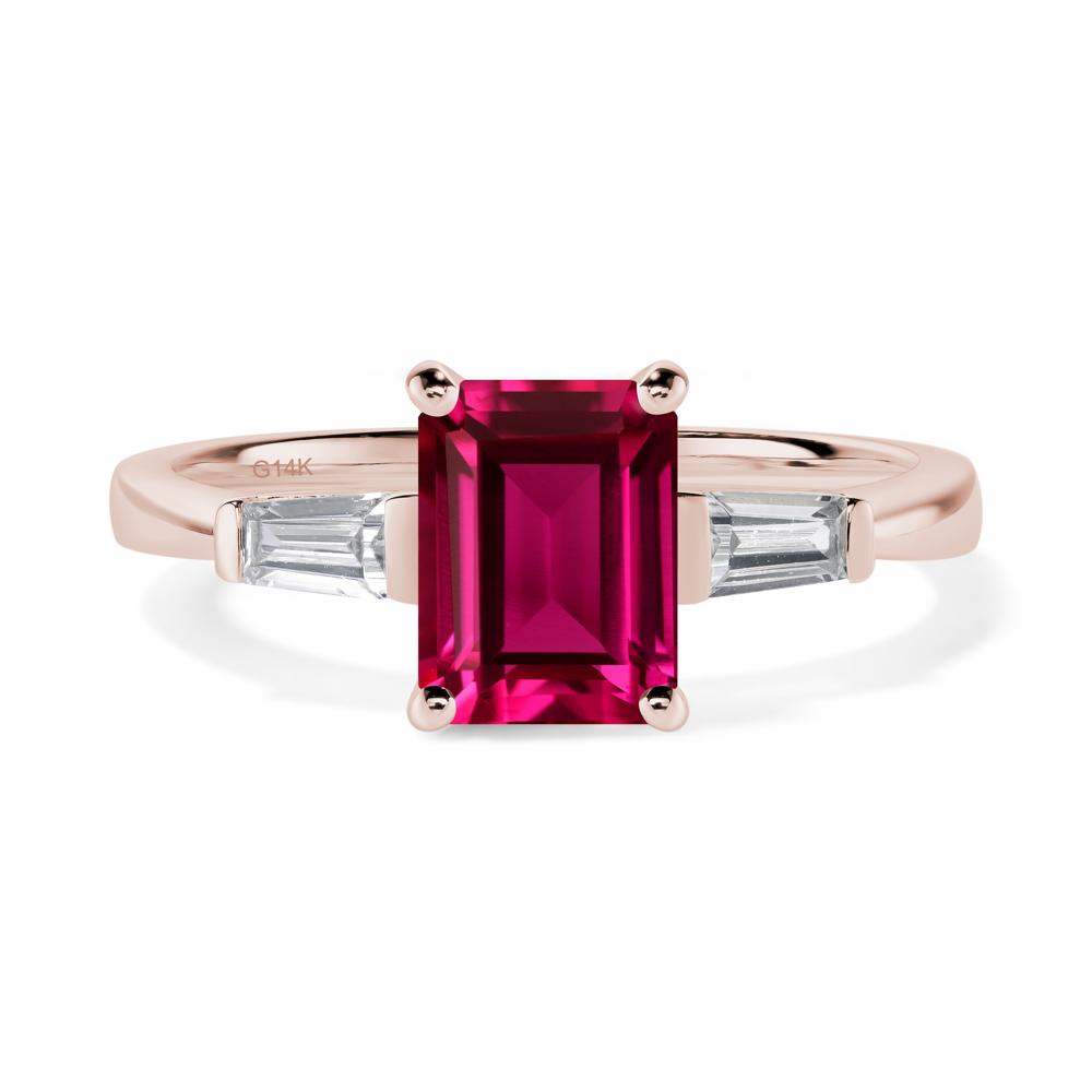 Ruby Tapered Baguette Engagement Ring - LUO Jewelry #metal_14k rose gold