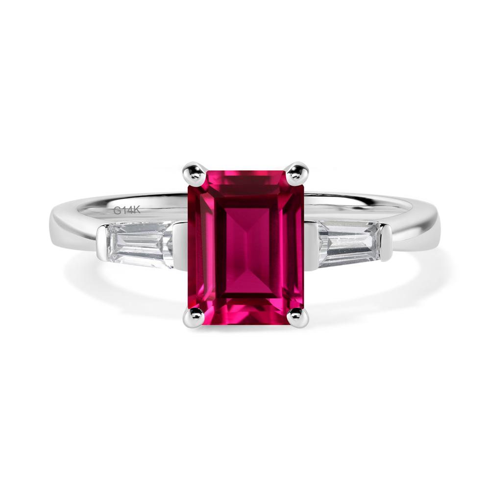 Ruby Tapered Baguette Engagement Ring - LUO Jewelry #metal_14k white gold