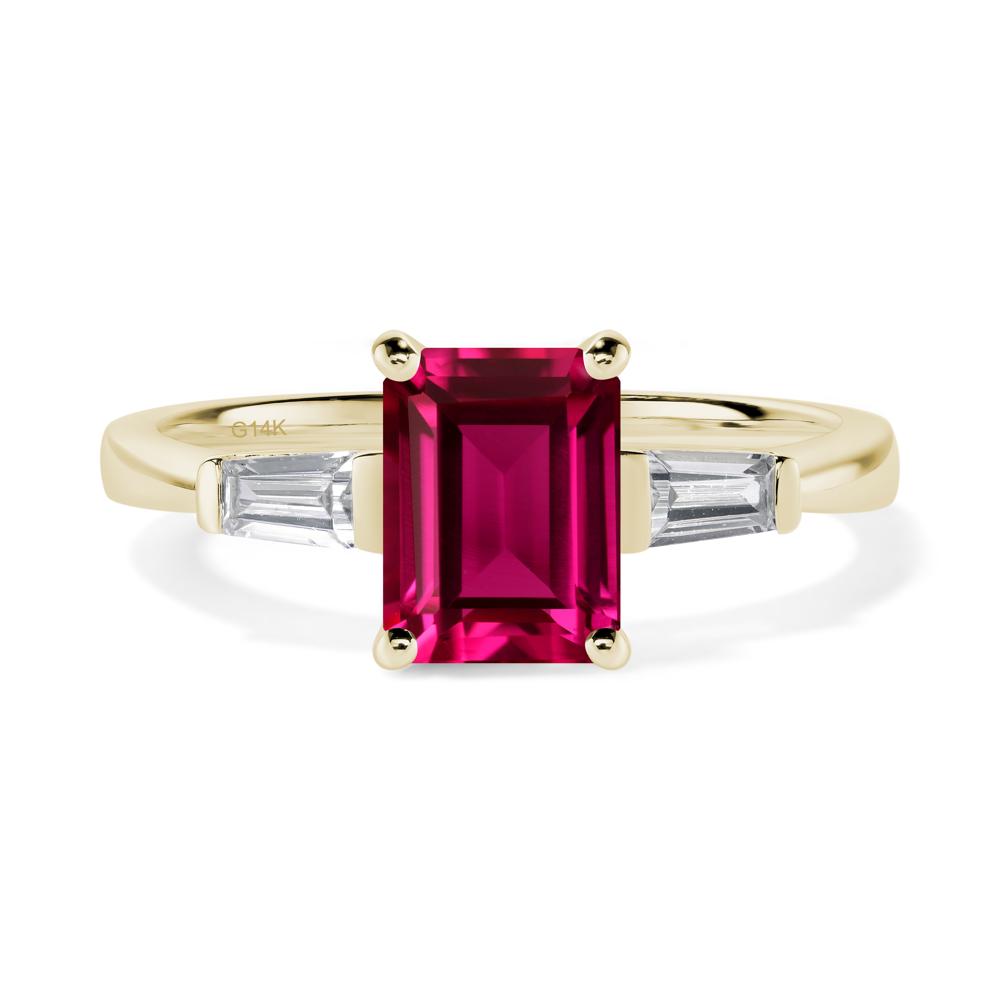 Ruby Tapered Baguette Engagement Ring - LUO Jewelry #metal_14k yellow gold