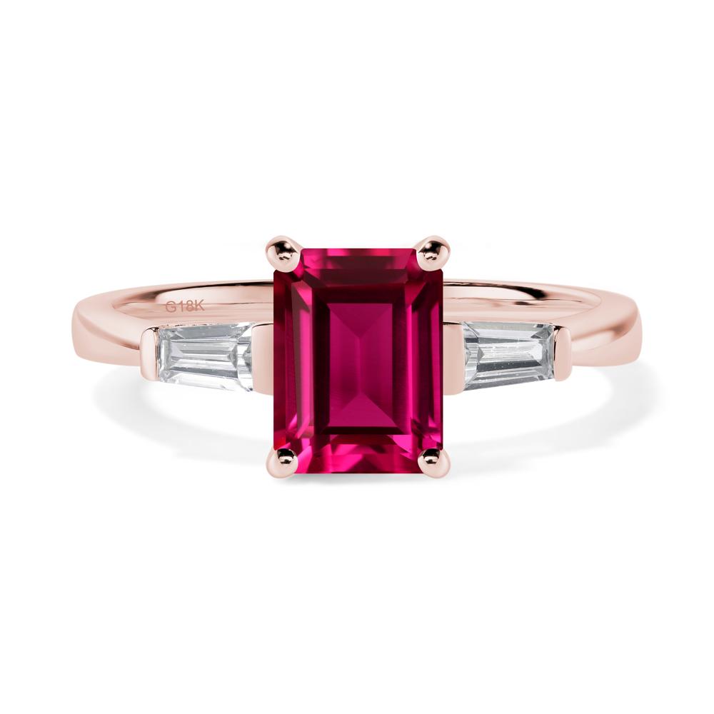 Ruby Tapered Baguette Engagement Ring - LUO Jewelry #metal_18k rose gold