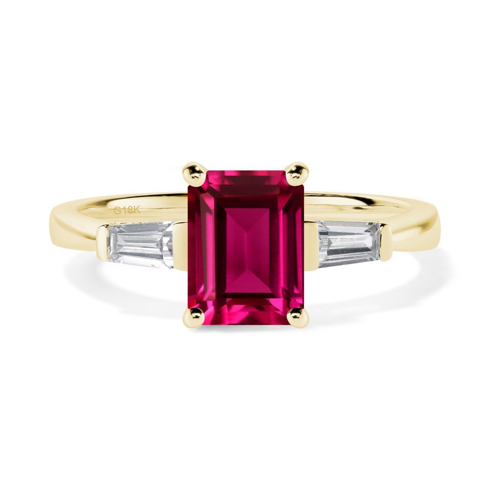 Ruby Tapered Baguette Engagement Ring - LUO Jewelry #metal_18k yellow gold