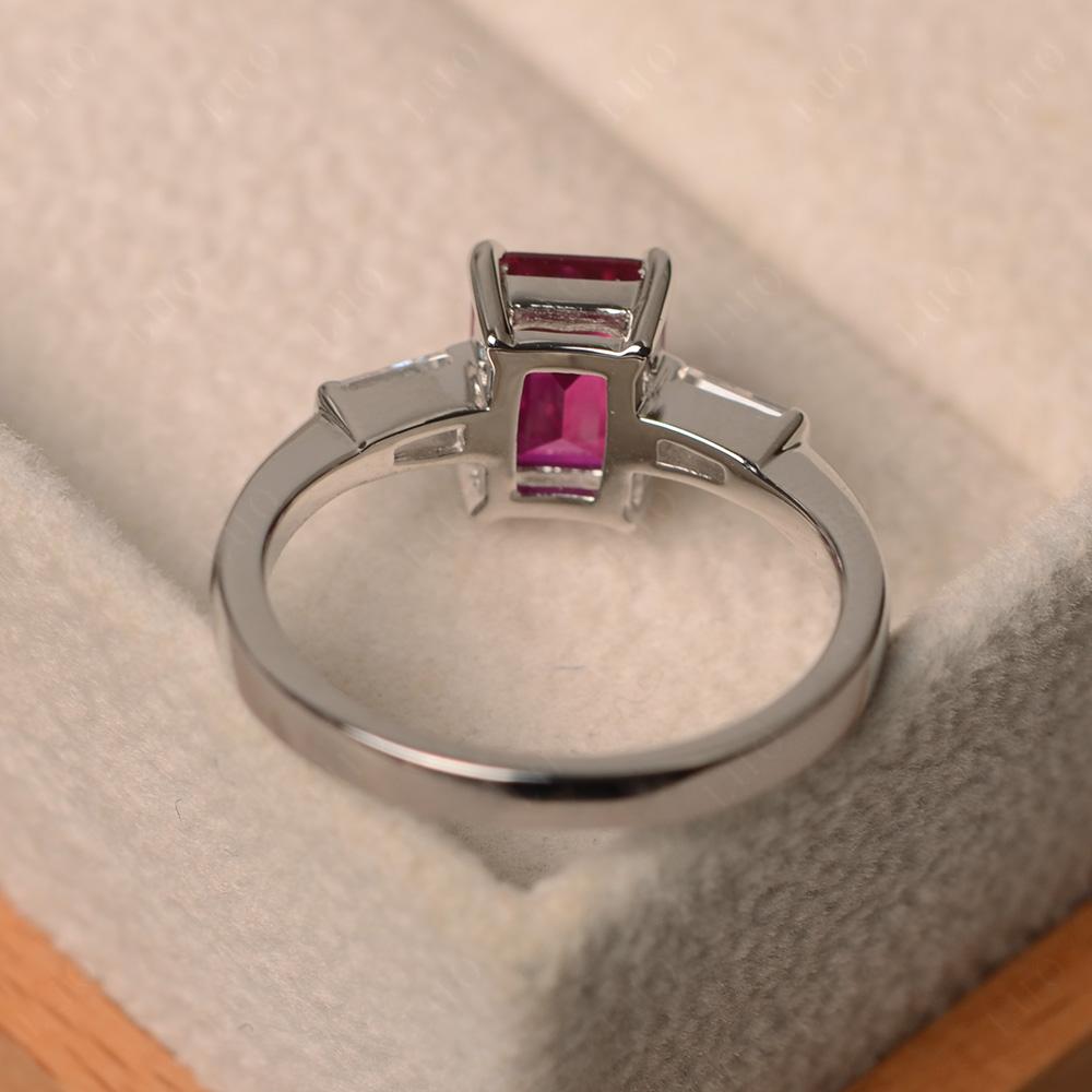 Ruby Tapered Baguette Engagement Ring - LUO Jewelry 