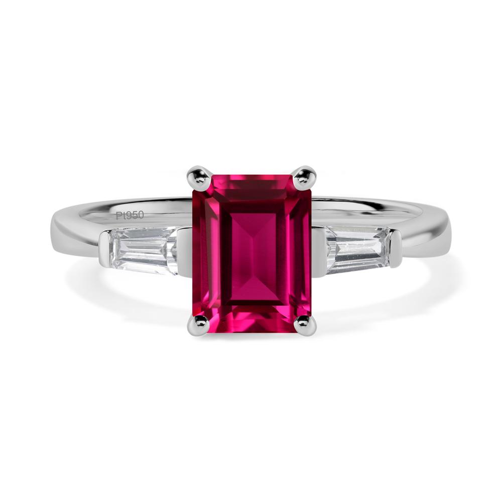 Ruby Tapered Baguette Engagement Ring - LUO Jewelry #metal_platinum