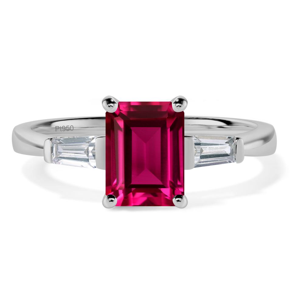 Ruby Tapered Baguette Engagement Ring - LUO Jewelry #metal_platinum