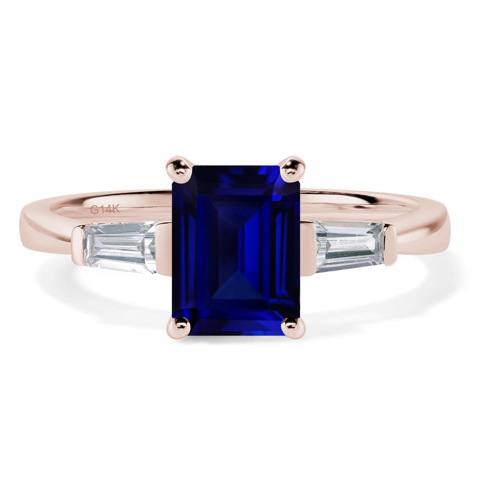 Sapphire Emerald Cut Baguette Ring - LUO Jewelry #metal_14k rose gold