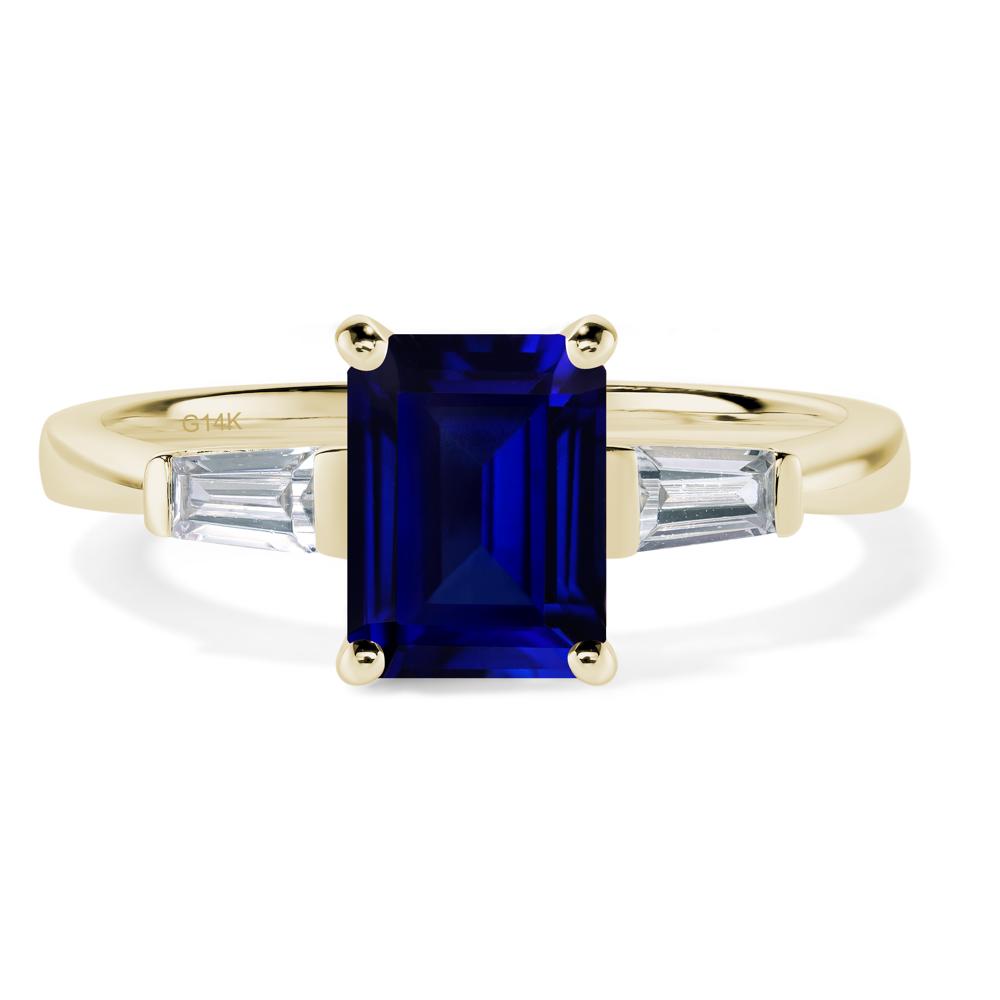 Sapphire Emerald Cut Baguette Ring - LUO Jewelry #metal_14k yellow gold