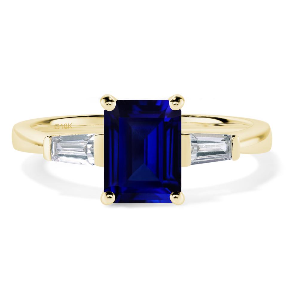 Sapphire Emerald Cut Baguette Ring - LUO Jewelry #metal_18k yellow gold