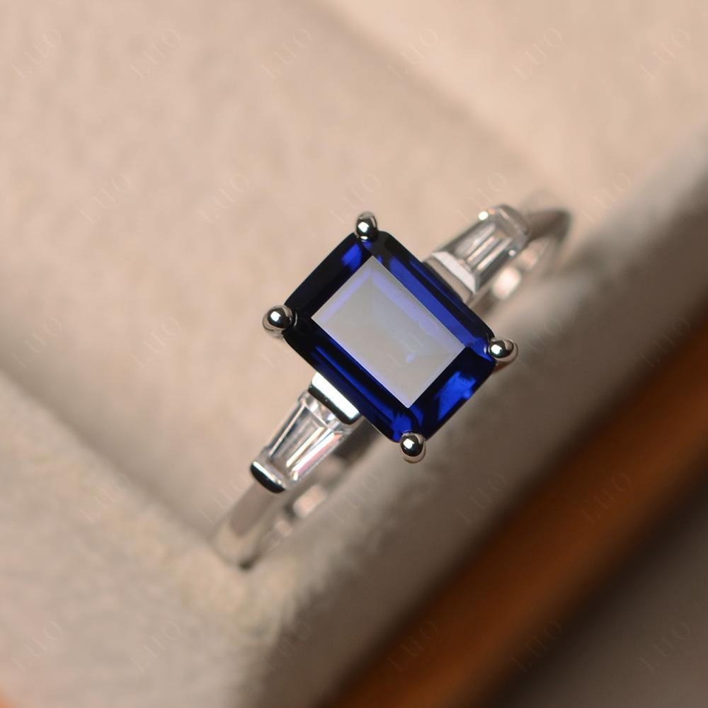 Sapphire Emerald Cut Baguette Ring - LUO Jewelry 