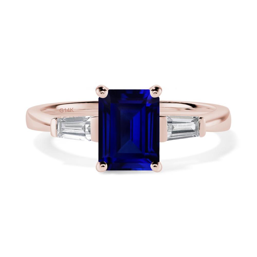 Sapphire Emerald Cut Baguette Ring - LUO Jewelry #metal_14k rose gold