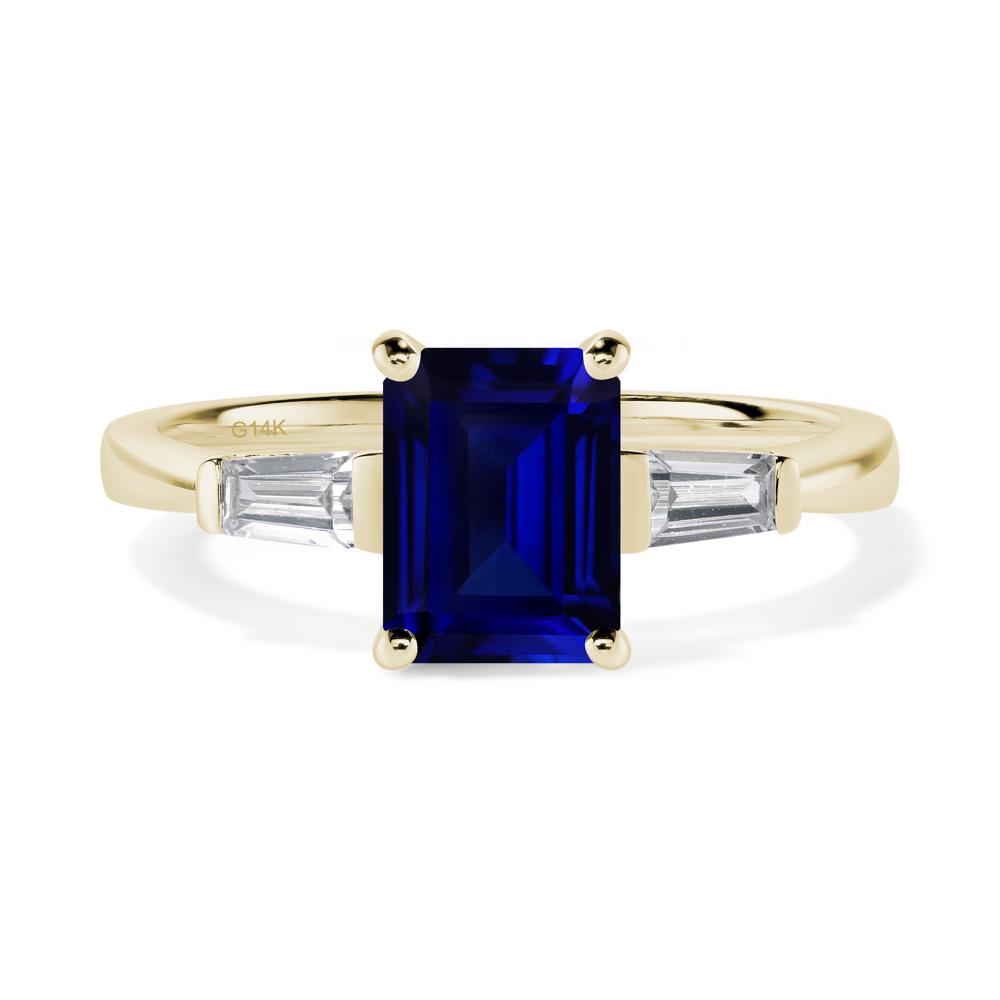 Sapphire Emerald Cut Baguette Ring - LUO Jewelry #metal_14k yellow gold