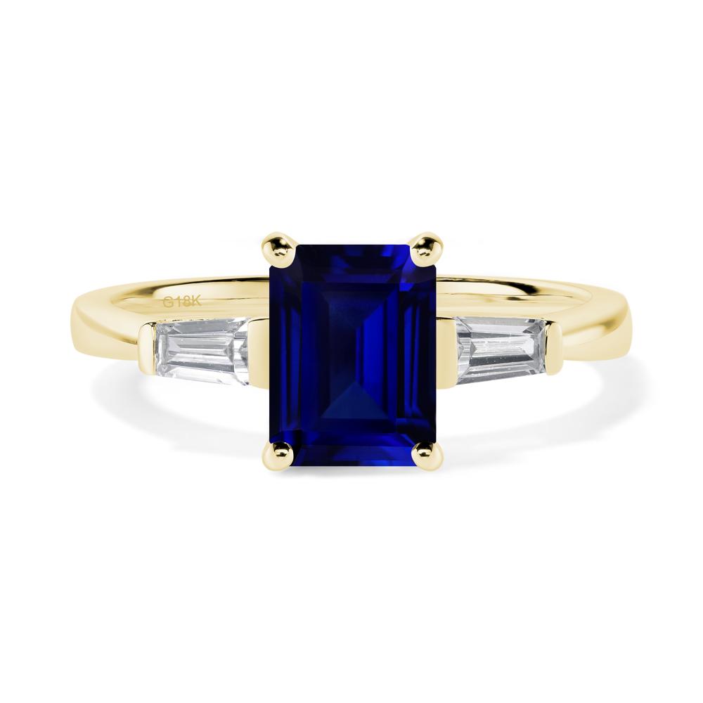 Sapphire Emerald Cut Baguette Ring - LUO Jewelry #metal_18k yellow gold