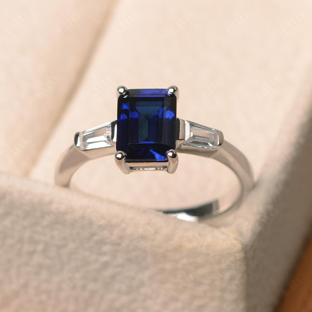 Sapphire Emerald Cut Baguette Ring - LUO Jewelry 