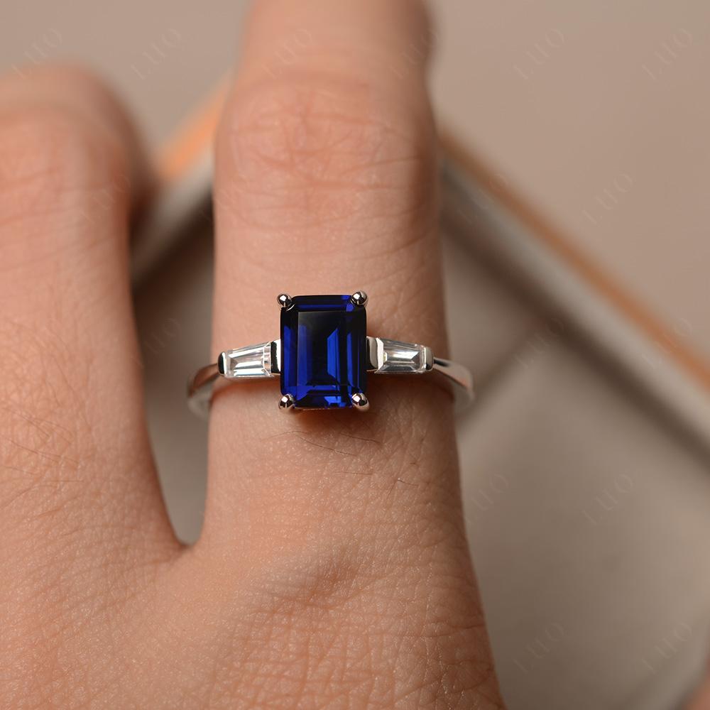 Sapphire Emerald Cut Baguette Ring - LUO Jewelry 