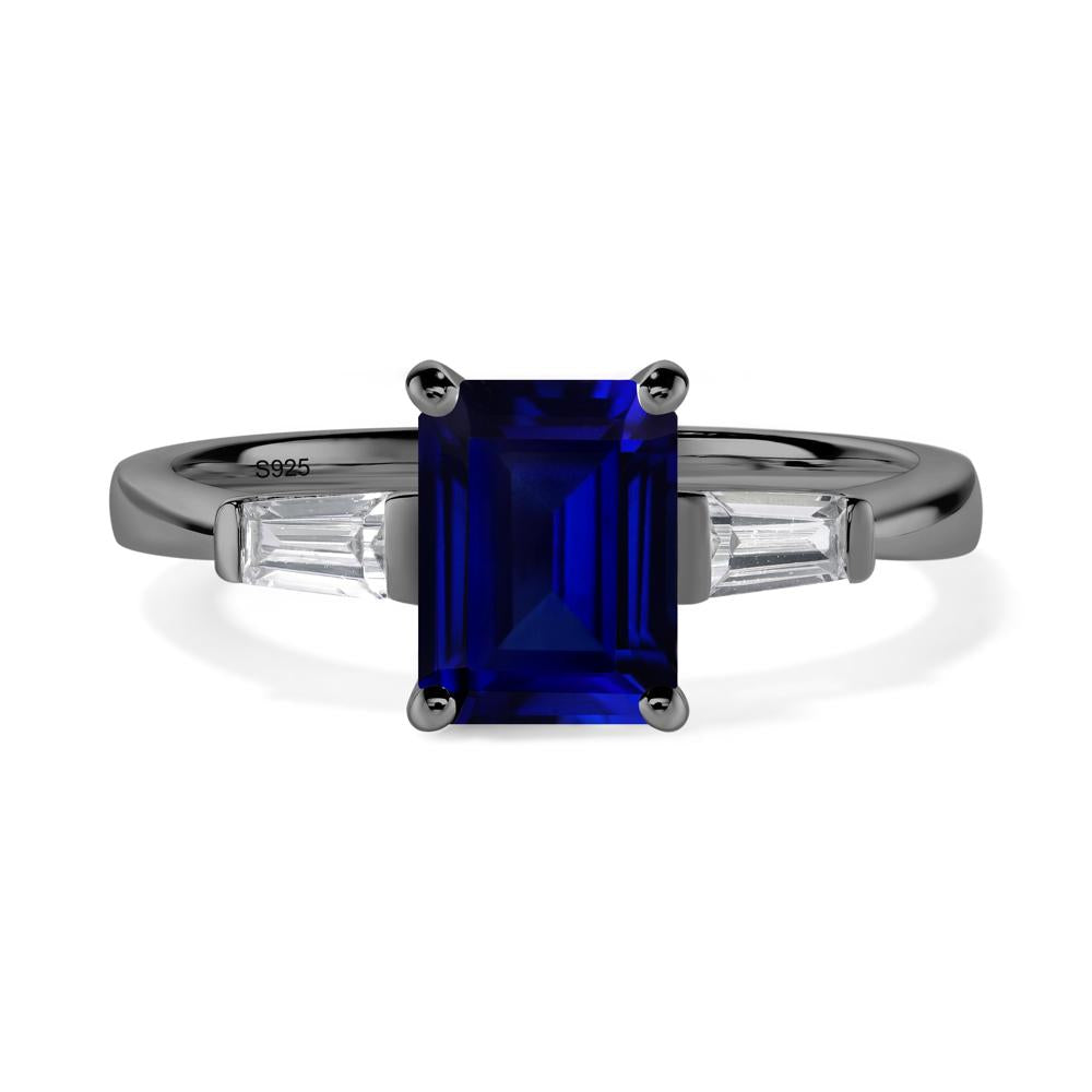 Sapphire Emerald Cut Baguette Ring - LUO Jewelry #metal_black finish sterling silver