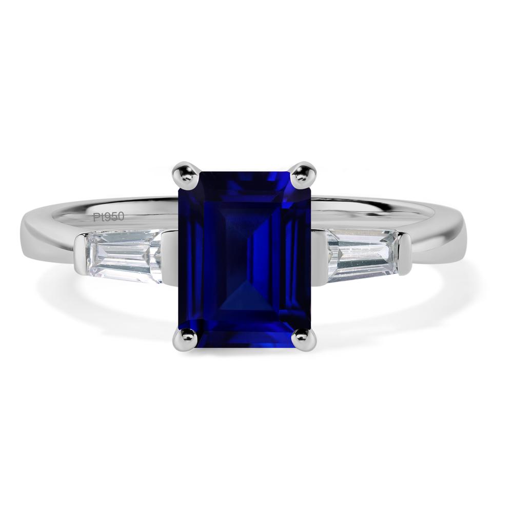 Sapphire Emerald Cut Baguette Ring - LUO Jewelry #metal_platinum