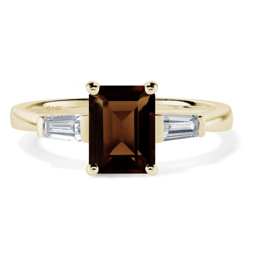 Smoky Quartz Tapered Baguette Engagement Ring - LUO Jewelry #metal_14k yellow gold