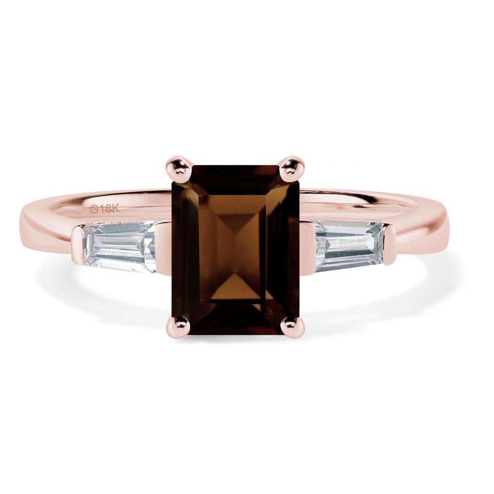 Smoky Quartz Tapered Baguette Engagement Ring - LUO Jewelry #metal_18k rose gold