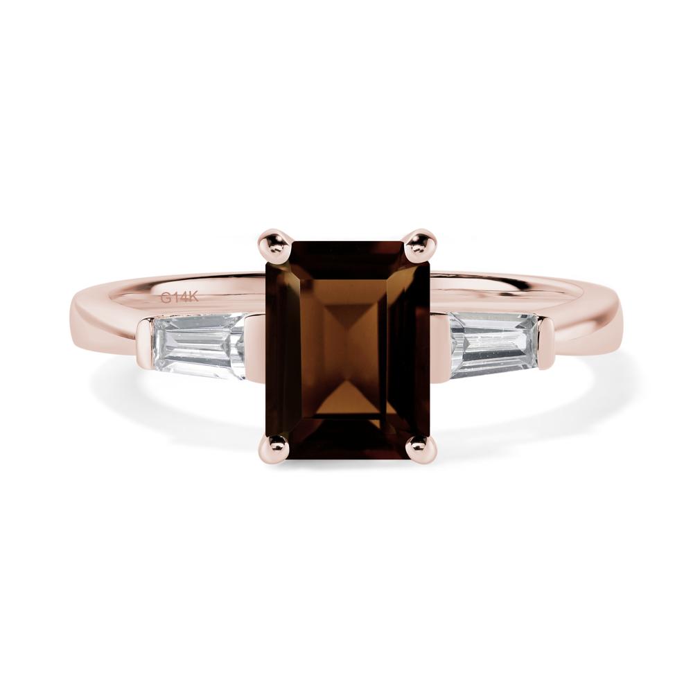 Smoky Quartz Tapered Baguette Engagement Ring - LUO Jewelry #metal_14k rose gold