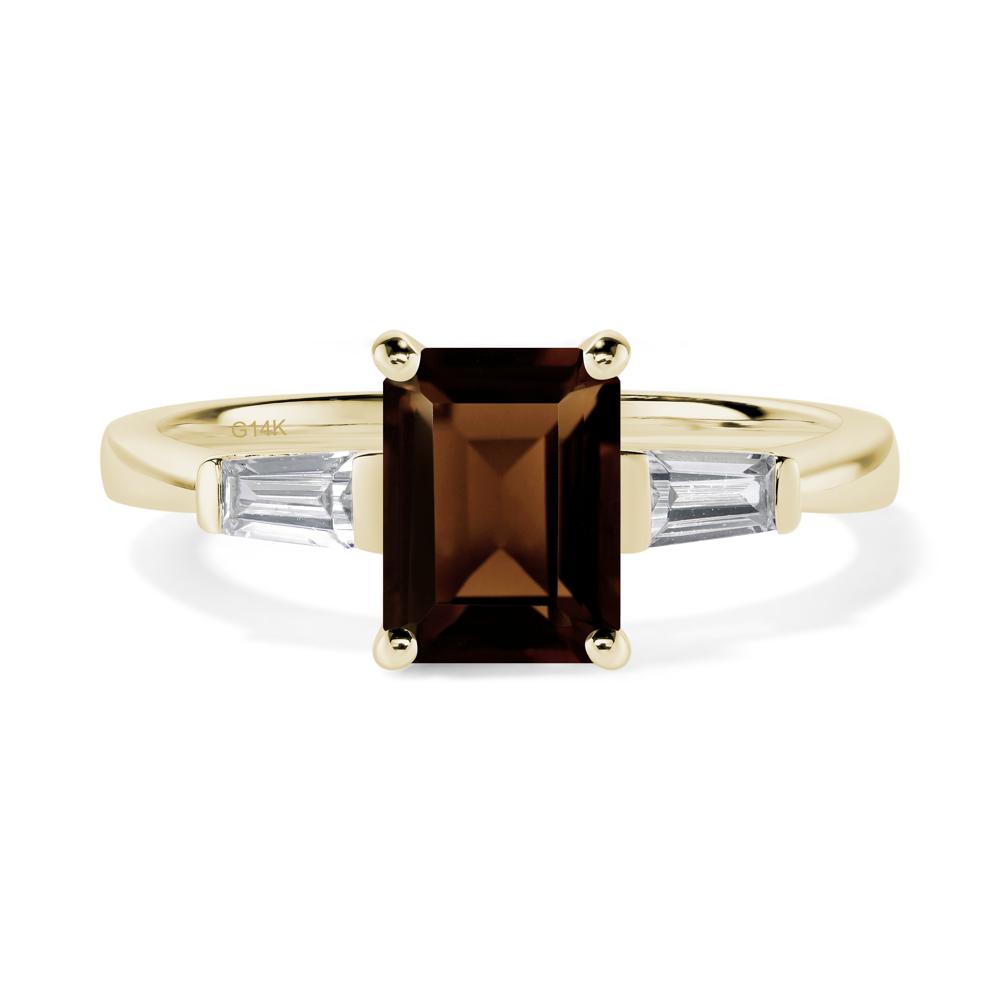 Smoky Quartz Tapered Baguette Engagement Ring - LUO Jewelry #metal_14k yellow gold