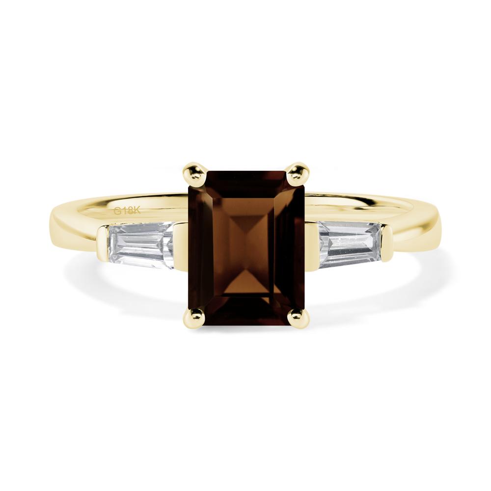 Smoky Quartz Tapered Baguette Engagement Ring - LUO Jewelry #metal_18k yellow gold