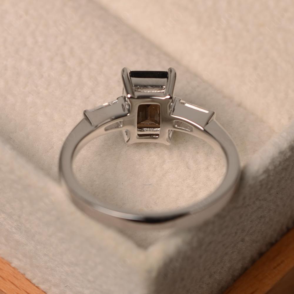 Smoky Quartz Tapered Baguette Engagement Ring - LUO Jewelry 