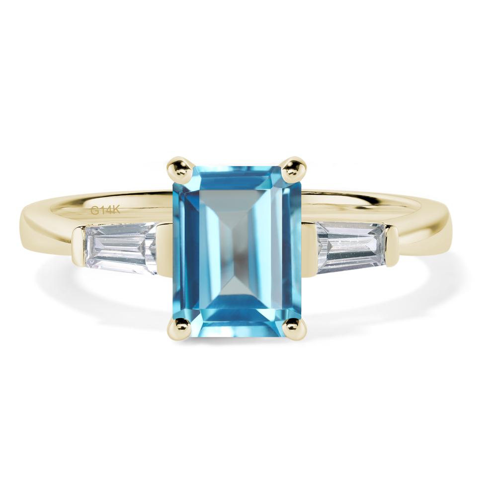 Swiss Blue Topaz Emerald Cut Baguette Ring - LUO Jewelry #metal_14k yellow gold