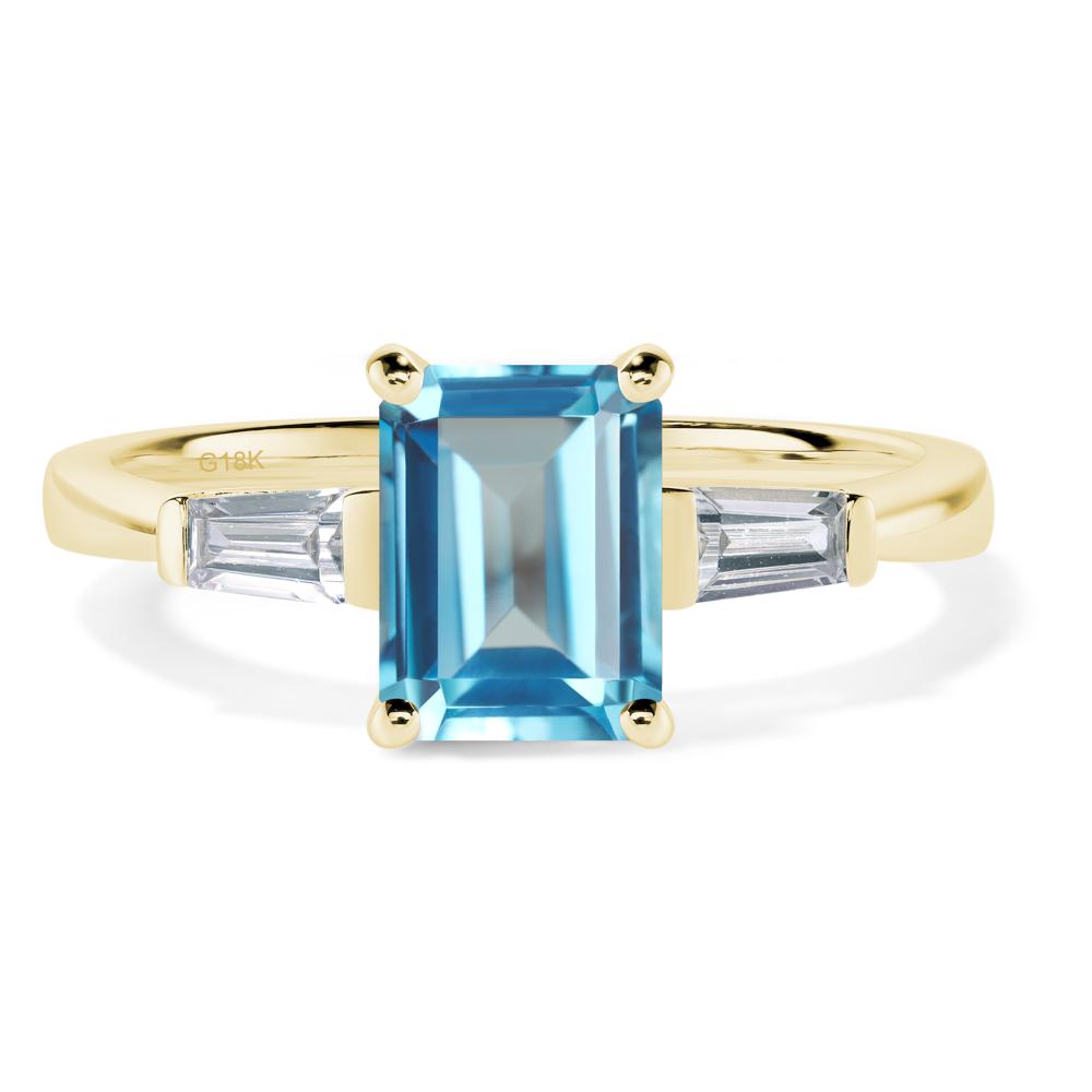 Swiss Blue Topaz Emerald Cut Baguette Ring - LUO Jewelry #metal_18k yellow gold