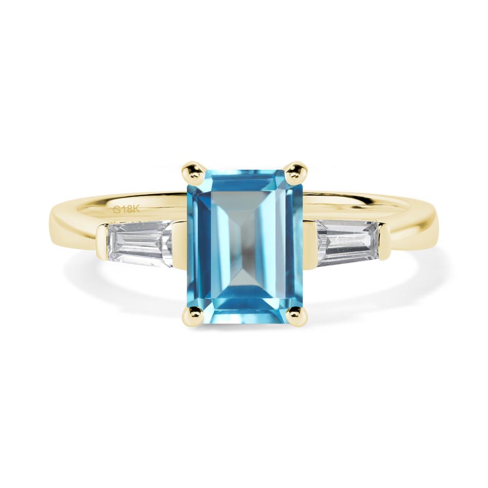 Swiss Blue Topaz Emerald Cut Baguette Ring - LUO Jewelry #metal_18k yellow gold