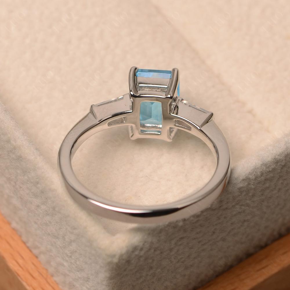 Swiss Blue Topaz Emerald Cut Baguette Ring - LUO Jewelry 