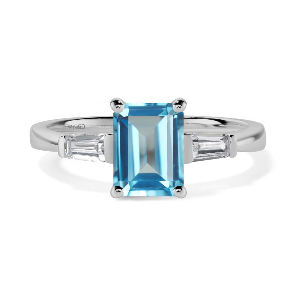 Swiss Blue Topaz Emerald Cut Baguette Ring - LUO Jewelry #metal_platinum