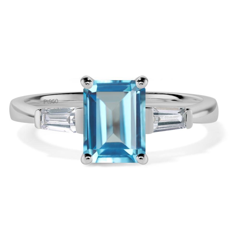 Swiss Blue Topaz Emerald Cut Baguette Ring - LUO Jewelry #metal_platinum